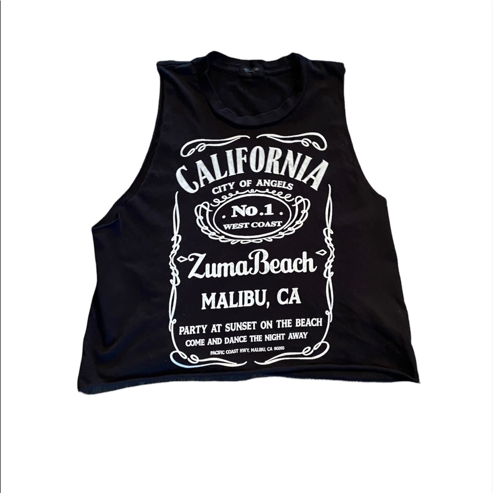 John Gault Crop graphic my tank with crew neck and raw edges and …